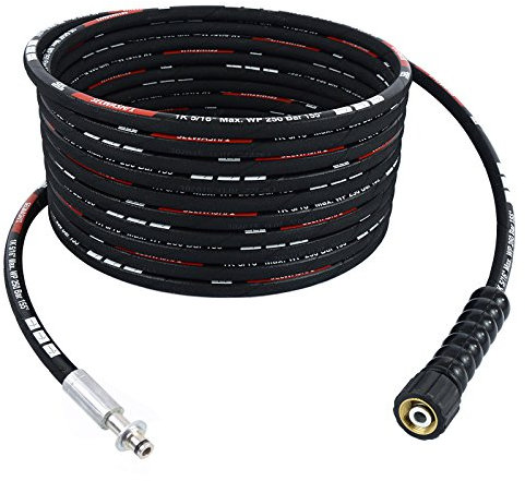 TECHKAR Hochdruckreiniger-Schlauchrohr – Kärcher Verlängerungsschlauch Ersatz – 25 m 250 bar DN8 Profi M22 x 1,5 Hochdruckschlauch kompatibel mit Kärcher HD HDS – 10 mm Stecker