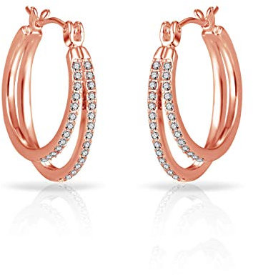 Philip Jones Rose Gold Plated Double Hoop Earrings Created with Zircondia® Crystals