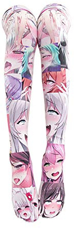 Söt mikrobikini japansk anime BH och trosa set cosplay stringbikini Lolita tecknade bilder, Flerfärgade strumpor, en storlek