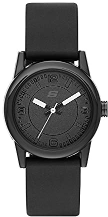 Skechers Montre pour femmes Rosencrans, mouvement à trois aiguilles, boîtier en polycarbonate noir de 30 mm avec bracelet en silicone, SR6028