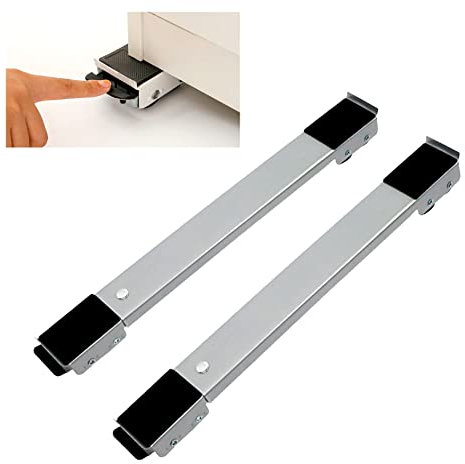 YYHJ Apparatrullar tvättmaskinsstativ justerbar mobil bas multifunktionell möbeldocka slitstark utdragbar apparatrulle, för tvättmaskin och torktumlare (färg: silver)