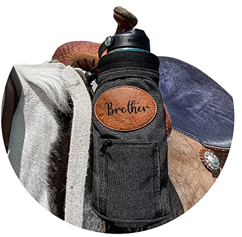 STARKENBURG COMPANY Horse Saddle Water Bottle Holder Personalized, Multi Pocket Horse Saddle Drink Holder up to 40oz, Horse Gifts, Horse Stuff, Horse Tack