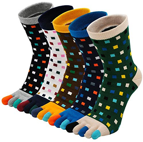 PUTUO Calcetines Dedos Separados Hombres: Calcetines del 5 dedo del pie de Algodón para Running Deportes Invierno 44-47 5 pares