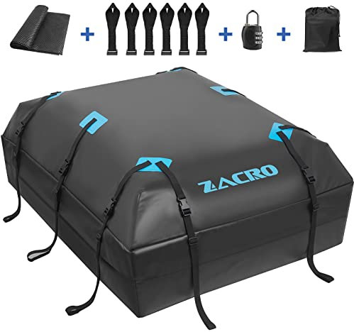 Zacro Dachgepäckträger, 565L, wasserdichte Dachtasche mit 20 Kubikfuß für alle Autos mit/ohne Gepäckträger, Dachtasche aus 500D starkem PVC mit Rutschfester Matte, Aufbewahrungstasche