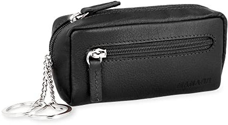 MANAGE XXL Schlüsseltasche Leder Schwarz für Damen und Herren - Schlüsseltasche mit Münzfach - echtleder Schlüsseletui Schlüsselmäppchen keychain Unisex Schlüssel Autoschlüssel Schwarz