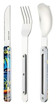 Akinod Elegant gourmet rakt bestick med magnetisk insats (kniv, gaffel och sked) - magnetiskt rakt bestick 12H34 mod. MIRROR Riviera