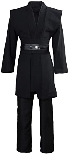 kinstell Costume a tunica da uomo nero con cappuccio tunica uniforme set completo Halloween cosplay costume