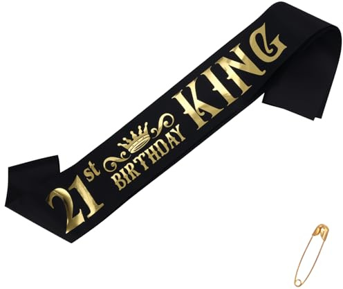 Écharpe d'Anniversaire 21 Ans, Écharpe d'Anniversaire Amusante Idées d'Anniversaire 21 Ans Écharpe en Satin Fournitures de Fête Cadeaux pour Décorations d'Anniversaire 21 Ans (Hommes)