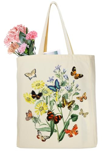 Ysound Tote Bag de Tela Mujer, Bolsa de Algodón Reutilizable, Canvas 35 x 42 x 8 cm, Regalos para Damas, Amigas, Cumpleaños, Día de la Madre