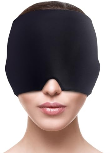 Fascia per Mal di Testa e Emicrania 360º, Ghiaccio Gel Riutilizzabile, Maschera per Emicrania Rinfrescante per Mal di Testa, Occhi Gonfi, Sinusite e Tensione Nervosa, Aiuto per Addormentarsi