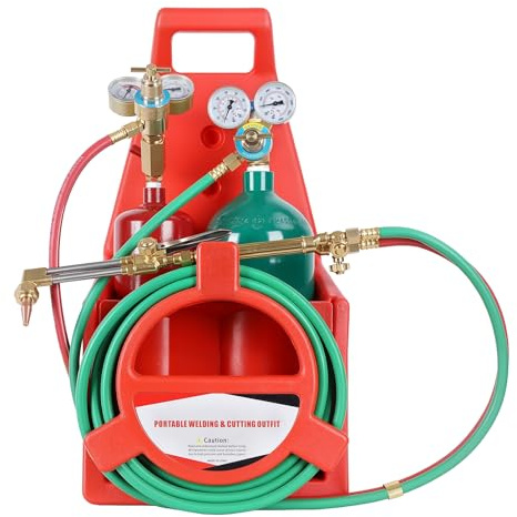 Professional Heavy Duty Oxy Acetylene Welding & Cutting Torch Kit, Red