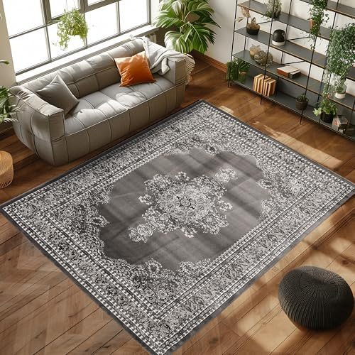 Orientmatta med klassisk design, vävd matta med orientaliska mönster för vardagsrummet, Färg: Grå, Storlek: 160 x 230 cm