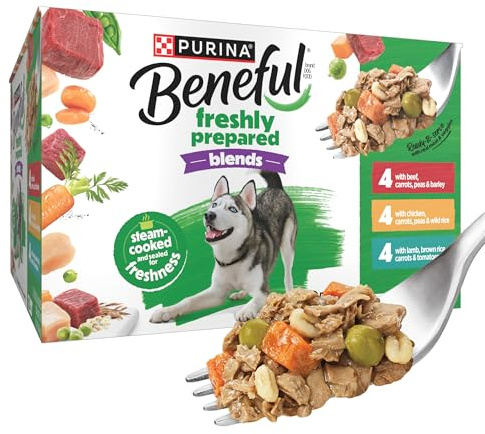 Purina Beneful Freshly Prepared Blends Wet Dog Food Variety Pack with Beef, Chicken, or Lamb Dog Food - (Pack of 12) 10 oz. Tubs