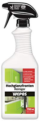 Wepos Hochglanzfronten Reiniger 750ml | Reinigt schonend und erhält den Glanz | lackierte und folienbeschichtete Möbel & Oberflächen | Reduziert Wiederanschmutzung