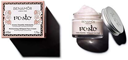 Benamôr - Rosto Feuchtigkeitscreme Whipped Face Cream - Leichte Tagescreme mit Bio Rosenextrakt und Vitamin E - Gesichtscreme Ohne Parabene, Vegan - 50 ml Topf