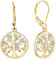 JO WISDOM Women Earrings,925 Sterling Silver Family Tree of Life Leverback Dangle & Drop Earrings with 3A Cubic Zirconia with Yellow Gold Plated