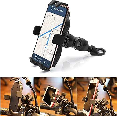 Soporte universal para teléfono móvil para motocicleta, espejo retrovisor de motocicleta, soporte de navegación GPS, rotación de 360°, cierre rápido antitemblor para teléfono móvil de 5 a 6.9