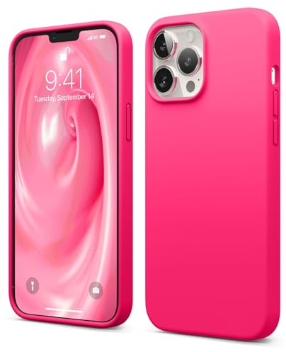 elago Liquid Silicone Case Compatible with iPhone 13 Pro Max Case (6.7), Premium Silicone, Full Body Protection - 3 Layer Shockproof Phone Cover, Anti-Scratch Soft Microfiber Lining (Neon Hot Pink)