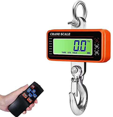 Hängende Waage mit Fernbedienung 1500KG 3000lbs, Digitale Hängewaage Elektronische Kranwaage Zugwaage mit präzisem Sensor & LCD-Anzeige, Wildwaage Mini Waage mit Haken für Bauernhof, Fabrik, Jagd