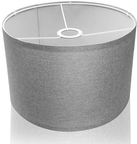 Eylkeup Stoff Lampenschirm, Lampenschirm Hängelampe für Tischlampe Wandlampe Nachttischlampe und Stehlampe, Naturleinen Hardcover Handgefertigt, 30X20X20cm (Grau)