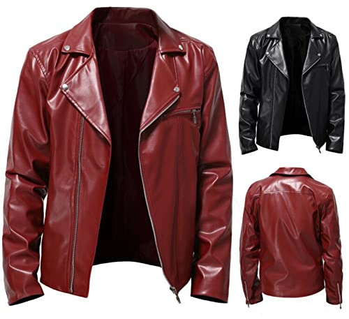 Men's Faux Leather Motorcycle Jacket Clearance Military Bomber Cargo Jackets Long Sleeve Windproof Coat Original Zip Biker Motorcycle Outwear Autumn Winter Jackets Vintage PU Windbreaker Coats