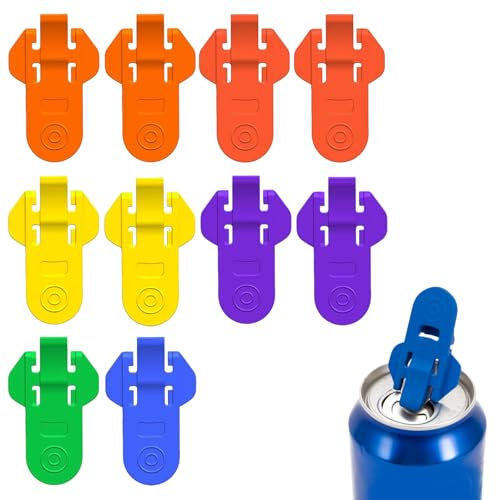 10 Pezzi Apriscatole manuale per lattine,Tappi per lattine coperchi,Tappi riutilizzabili,Anti fuoriuscita,Adatto per cola,birra,bibite e bevande in alluminio