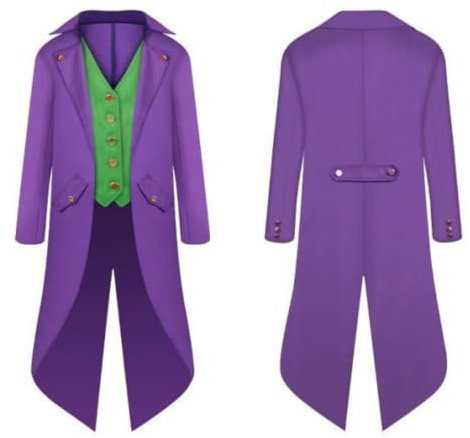 VDDTAGAM Mens Steampunk Vintage Tailcoat Jacket Renaissance Pirate Vampire Gothic Victorian Frock Coat Uniform Halloween Costume (dark purple,XXL)