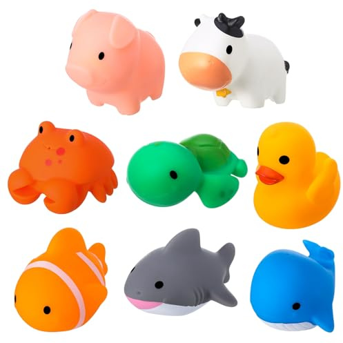 ViEinkaufen 8 Pcs Baby Bath Toys For 1 2 3 4 Year Olds, Floating Bath Squirter Toys No Mould Sea Animals Bathtub Toy For Newborn Toddler Playing
