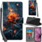 PHINIENLAND For Motorola Moto G55 Leather Wallet Case,Flip Protective Book Cover with Card Holder,Stand Wrist Strap Magnetic Flip Cover Compatible with for Moto G55 Case -Flame