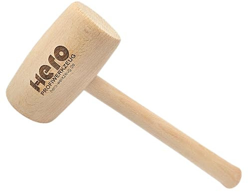 HERO Holzhammer Rund Schreiner Klüpfel 280 mm Lang Holzklüpfel Schreinerhammer Schreinerklüpfel mit Rundkopf Hammerkopf Kopfdurchmesser 60 mm Hammer 300 gramm für Holzarbeiten, Holzschaft, Gratfrei