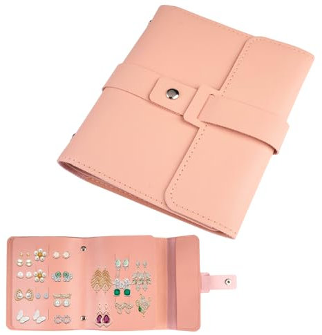 Porta Gioielli da Libro,14×16×3 cm Rullo di Immagazzinaggio per Gioielli,Rotolo Portagioielli Pieghevole,Porta Orecchini Organizer a Libro,Portagioie a Libro Portatile,per Anelli, Orecchini e Collane