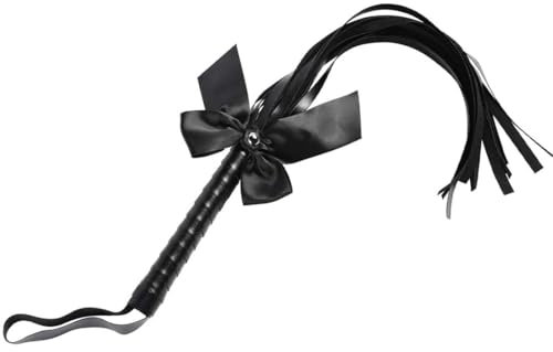 NHPY 1 Stück Leder Reitgerte, Taktische Peitsche, Schwarze Whippferdepeitsche, Gerte Für Pferde Reitgerte Für Pferd Das Tägliche Training, Pferd Springen Rennen,Peitsche Für Sklaven Mit Bogen, Fransen