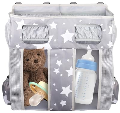 Genérico Organizador de Pañales Colgante,Bolsa de Almacenamiento Oxford para Bebé junto a la Cuna - Bolsa de Pañales con Compartimentos Múltiples y Gran Capacidad para Paredes Dormitorio Hogar