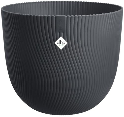 Elho Sereh Round 25 - Vaso per Interno e esterno - 100% Plastica Riciclata - Ø 24.5 x H 21 cm - Nero/Anthracite