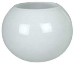 Vaso grande a sfera in bianco, vaso decorativo in vetro soffialo con la bocca grande apertura ca. 17 cm, diametro ca. 30 cm e altezza ca 24 cm, Oberstdorfer Glashütte