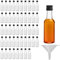 BELLE VOUS Mini Fläschchen Kunststoff Likörflaschen 48 Stk - 50ml Plastik Wiederverwendbar, leere kleine Schnapsflaschen mit Schwarzem Deckel u. Trichter für Hochzeiten,Party, Kunst, Events