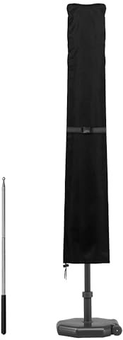 Dokon Parasol Cover Waterproof Garden Umbrella Cover Heavy Duty 420D Oxford Fabric Anti-UV Outdoor Parasol Covers Fit 2.5 to 3.5m Diameter Parasols, Patio Brolly Covers with Rod - 190x30/50cm