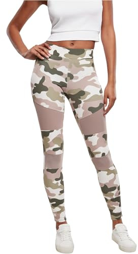 Urban Classics Ladies Camo Tech Mesh Leggings, Leggings, Mujer, duskrose camo, 4XL
