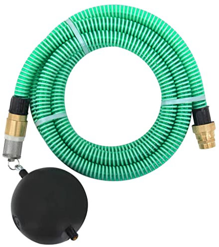 vidaXL Tuyau d'Aspiration avec Raccords en Laiton Pompe de Jardin Tuyau d'Arrosage Installations d'Eau Domestique Filtres à Eau Vert 1,1 7 m PVC
