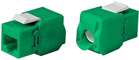 TUDIN 4X Keystone Jack Cat6A RJ45 Ethernet Network Module Toolfree 180 Degree Green