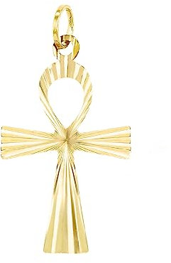 forme di Lucchetta - Ankh Kreuz Anhänger Egypten - Schlüssel des Lebens in 14k Gelbgold, Goldanhänger Damen Herren 585 Echtgold | für Ketten (bis zu 4 mm) - hergestellt in Italien