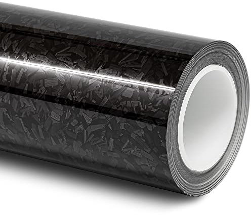 Folindo® 3D Forged Carbon Autofolie Schwarz Glanz (33,28€/m²) | 50 x 152 cm | Selbstklebende Luftkanal Folie zur Auto Folierung | Blasenfrei