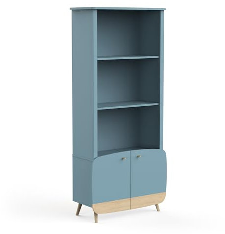 habeig Kinderschrank #897, Kommode, Bücherregal, blau, weiß, Holz, Höhe 177cm, Kinderzimmer, Schrank (blau/Natur)