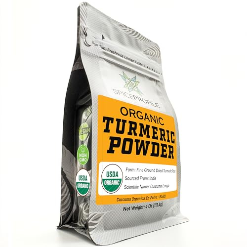 Spice Profile USDA Organic Turmeric Powder, Lab Tested for Heavy Metals, Resealable 4oz Pouch, Haldi, Cúrcuma