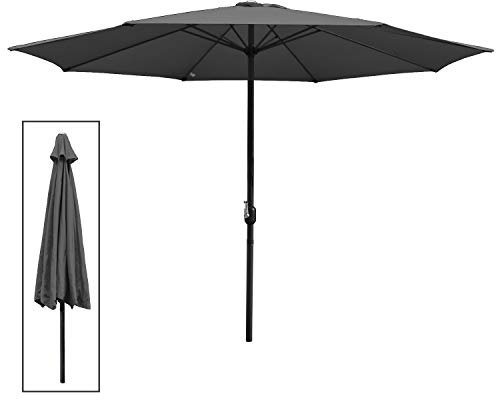 Eulenke Parasol de jardin, protection UV, en polyester, imperméable et résistant aux taches, parasol de marché sans support, anthracite, Ø 350 cm