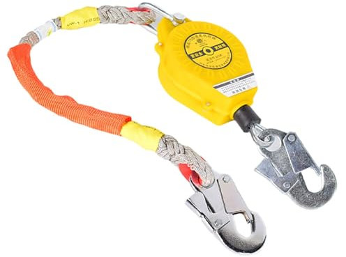 Dispositif anti-chute rétractable – Système d'arrêt de chute rétractable | Corde de sauvetage de sécurité | Lanière de sécurité pour la prévention des chutes | Câble métallique anti-rotation à action