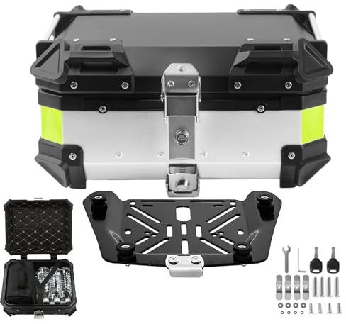 Motorcycle top case 28L,Motorcycle Top box,Aluminum Trunk Tour Tail Box,motorcycle trunk Rear Tour Box Lockable for Store Luggage(Silver)
