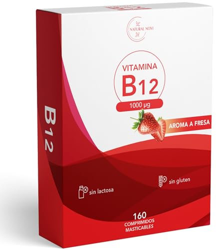 Vitamine B12 1000 mcg | 160 comprimés Masticables à Haute Absorption | Goût fraise | Soutien physique et mental | Favorise le Bien-être Physique et Mental