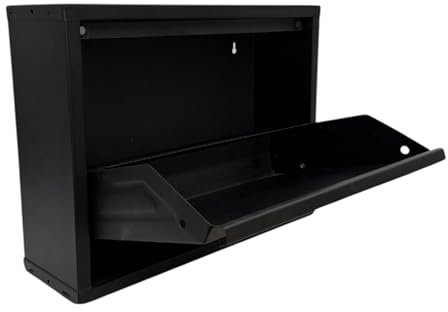 TheOwnas Slimline Metal Shoe Cabinet | Narrow Wall Mounted Flip Down Storage for 2-3 Pairs | Ideal for Small Entryways & Hallways | Modern Space-Saving Shoe Organiser Unit (Black)