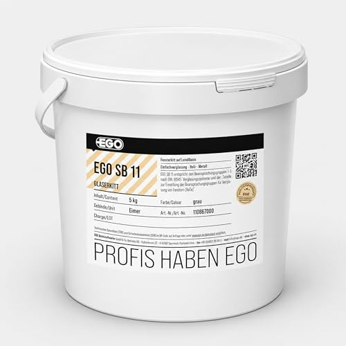 EGO SB 11 - Stucco per finestre, secchio in metallo, 25 kg, sigillante a base di olio di lino, per vetri semplici in legno e metallo, senza solventi e senza amianto